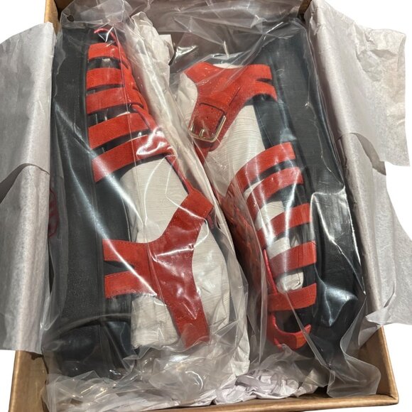 Anthropologie Red Footbed Fisherman Flats Sandals - Picture 4 of 4